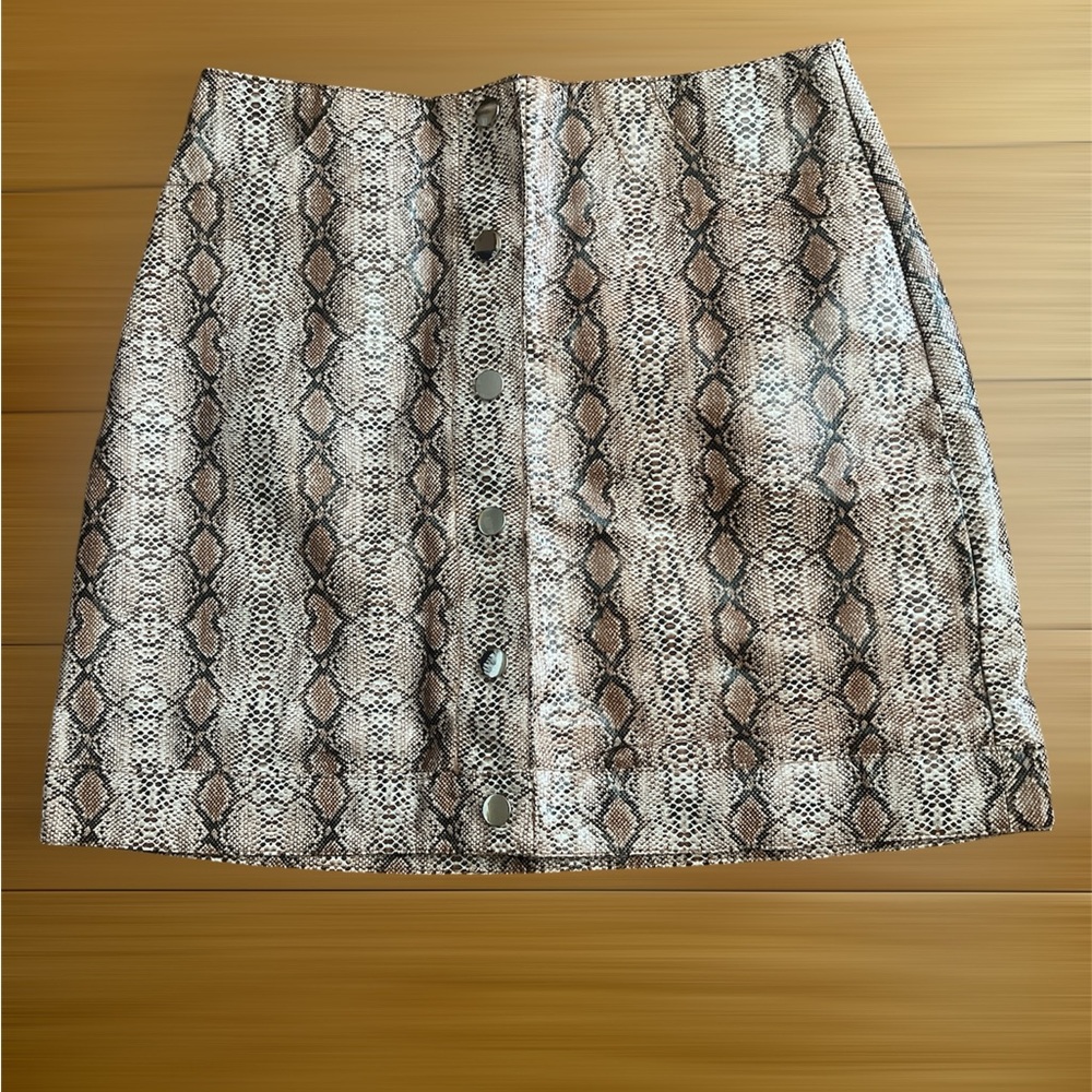 Topshop Snakeskin Mini Skirt with Button Detail